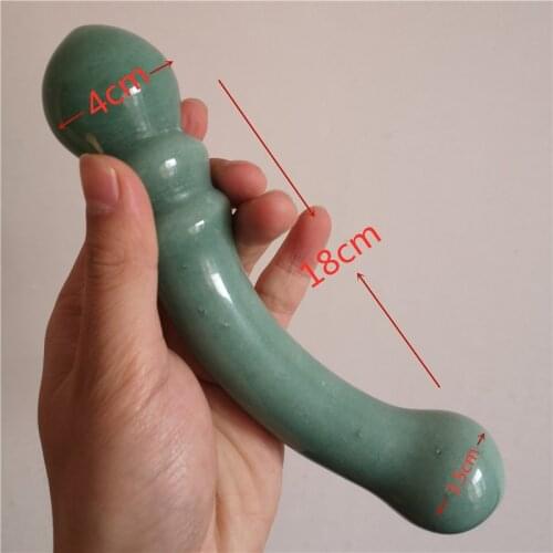 Natural Stone Yoni Wand Crystal Green Aventurine Pleasure Stick Massage Gua Sha Tool Acupoint Pen Health Care Jade Massage 18mm