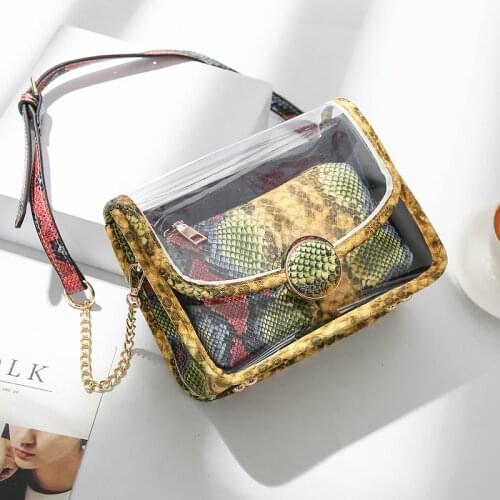 2020 New Designer Womens Bag Transparent Jelly Bag Snakes Pattern Single Shoulder Messenger Composite Bags Louis Brand Sac Luxe