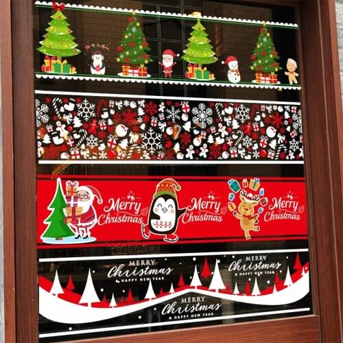 Christmas window stickers girdle line snow glass window window stickers electrostatic stickers simple atmosphere net red style