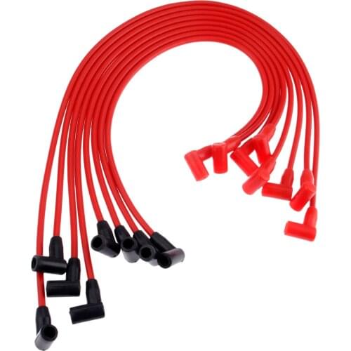 8Pcs 8mm Ignition Wires Spark Plug Wire Cable PAC-608R ACC-5048R For Chevrolet GMC 265 305 327 350 400 Over Valve Covers