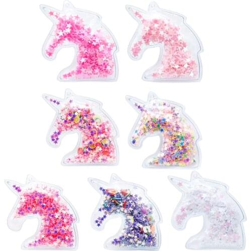 65x50mm Horse With Hole Transparent Qucksand Shaker Bling Sequins DIY Make Hair Clip Pendant Accessories Craft,20Yc10625