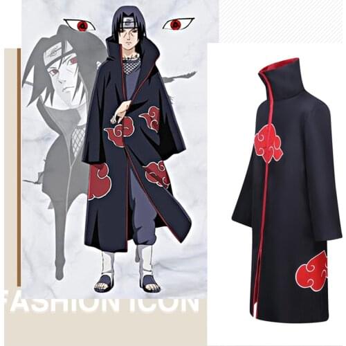 Rebel Ninja Akatsuki Cloak headband Itachi Anime Cosplay Costumes Akatsuki Robe Capes Suit Halloween Party Gift for Womens Mens