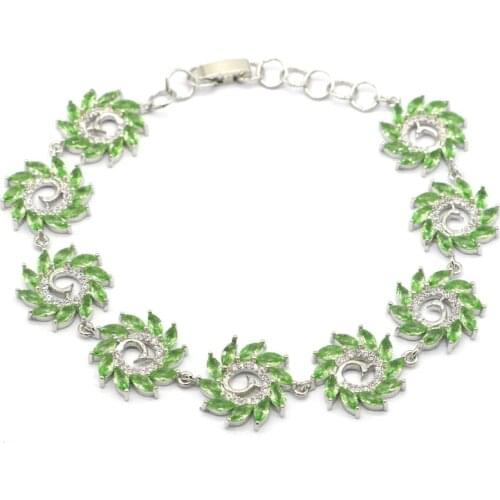 7x5mm Highly Recommend Real Green Emerald Ladies Daily Wear Silver Bracelet 7.5-9.0inch Drop Shipping