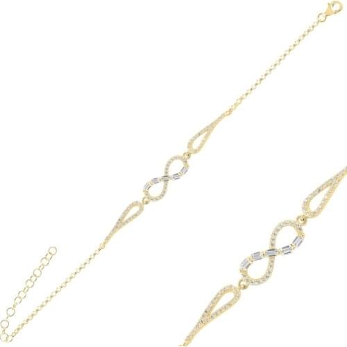 Silver 925 Sterling Eternity Baguette Zircon Cubic Zirconia Bracelet