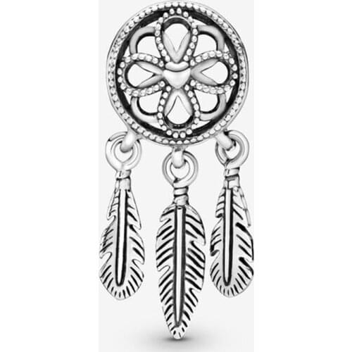 LByzHan 100% 925 Sterling Silver Dream Catcher Dreamcatcher Beads Charm Fit Original Charm Bracelet Necklace Jewelry Gift