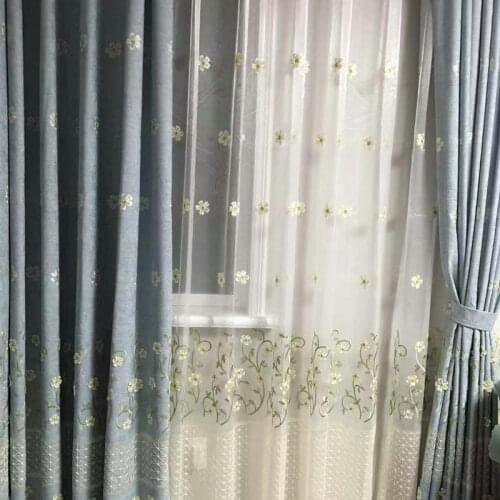 New Style Blackout Curtains for Living Room and Bedroom Finished Chinese Pastoral Chenille Embossed Embroidered Curtain Fabric
