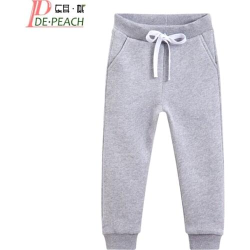 DE PEACH New Winter Baby Boys Thicken Warm Trousers Girls Plus White Velvet Trousers Children Casual Pants For Boys Kids Clothes