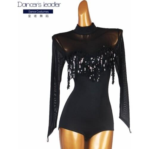 Women Latin Dance Tops Sexy sleeveless Bodysuit Adult Female One-piece Cha cha Rumba Samba Tango Latin Dance Costumes