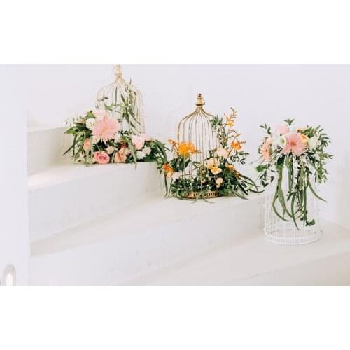 Outdoor Wedding Flower Decoration Bird Cage Candles Flowers Holder Decoration for Wedding Party Decor Photo Props