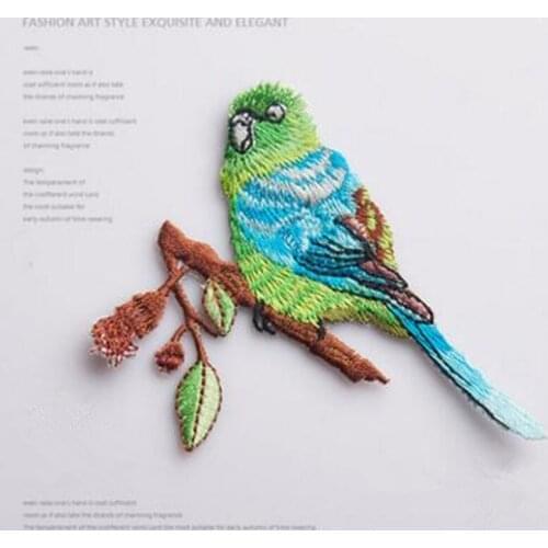 1 Pcs 9*7cm Bird Parrot Peacock Applique DIY Patches Embroidered Iron On Stick On Patch