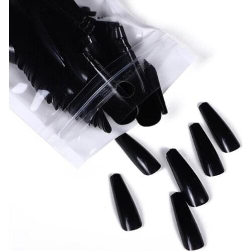 100Pcs New Arrival Balck Long Nail Tips Wearable Fake Nails Multifunctional Nail Tablet for Nails Art DBLC-032