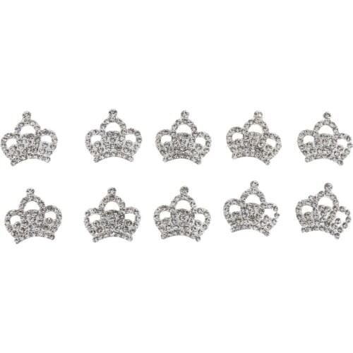 10x Rhinestone Crown Flatback Wedding Craft Embellishments Scrapbook Button