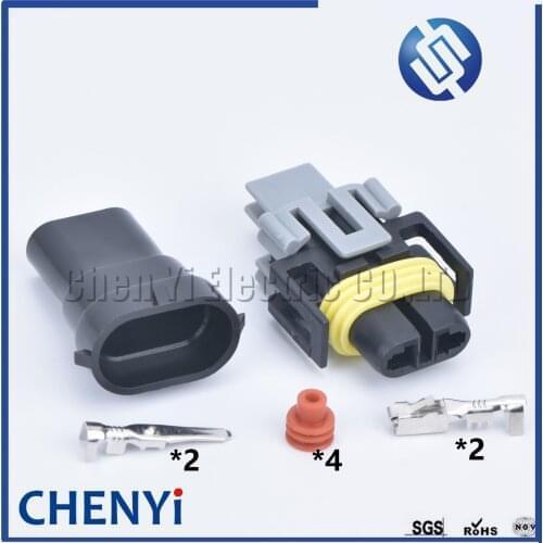 2 Sets 2 Pins Automotive Female Male Sealed Connector Fog Lamp Light Socket H11 H8 H9 Xenon Plug 12124819 DJ7028Y-2.8-11