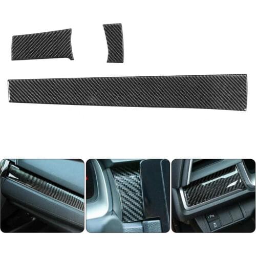 3pcs/set Center Console Trims Real Carbon Fiber Dashboard Covers Stickers Fit for Honda Civic 2016-2019 Front Dashboard Trims