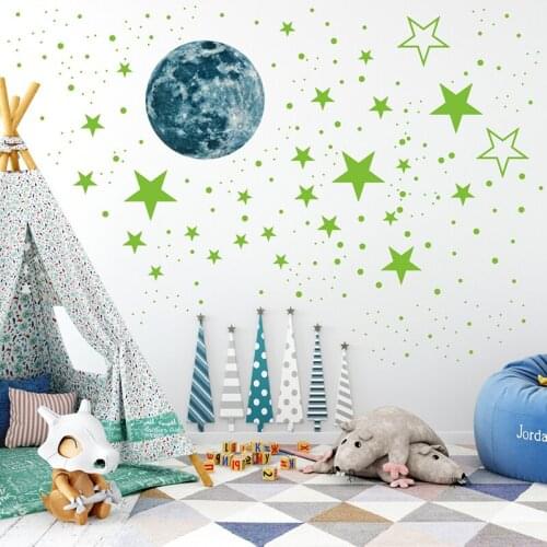 435Pcs Wall Stickers Moon Stars Dots Glowing Stickers Children Room Ceiling Stairs Decoration Glow In The Dark Home Decor