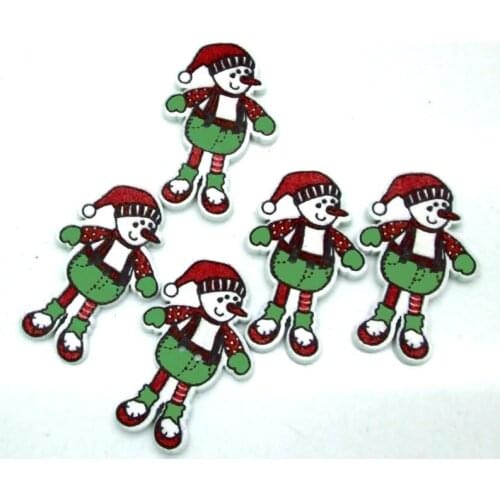 50pcs 34x22mm Mixed Nature Snowman Pattern Wooden Buttons For Clothes Crafts Sewing Scrapbooking DIY Accessories