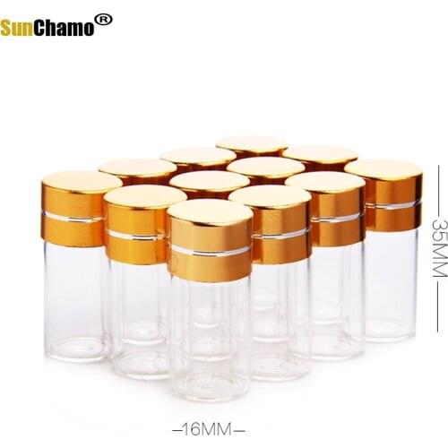 60pcs Leak Proof Clear Glass Bottles Jars with Aluminum Bottle Cap for DIY Wish Message Sample Perfume Nail Art Vials 3ML