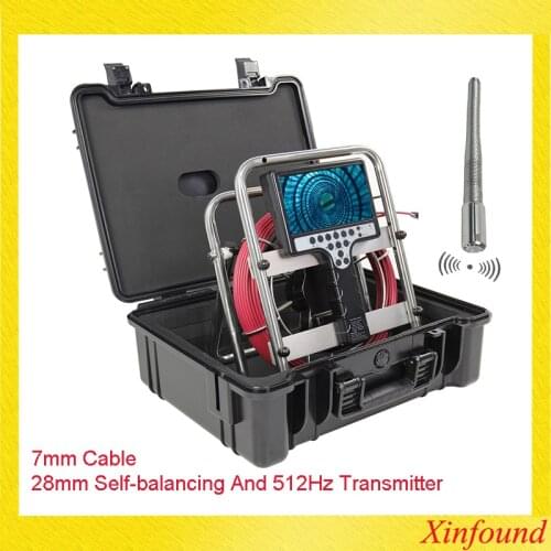 7mm Soft Cable Long Spring Self Leveling 28mm 512hz Sonde Pipe Sewer Drain Inspection Camera Endoscope Borescope 7'LCD