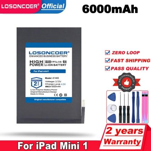 6000mAh Tablet Battery for iPad Mini 1 Batteries A1432 A1454 A1455 A1445 High Capacity Battery Replacement Li-ion Bateria Parts