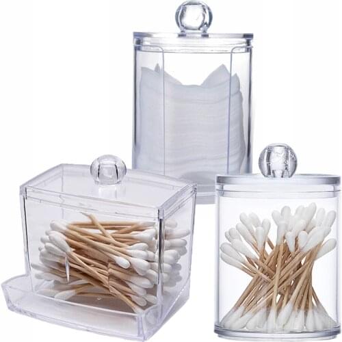 Acrylic Cosmetic Cotton Swabs Storage Box Makeup Qtip Container Makeup Cotton Pad Organizer Jewelry Organizer (Empty Box)