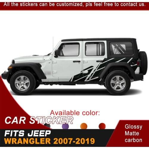 Car Stickers Side Body Irregular Stripe Stone Graphic Vinyl Car Decals Customized Fit For Jeep Wrangler Unlimited 2007-2019