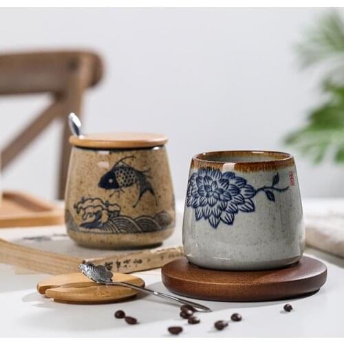 Retro Tea Cups Ceramic Large Capacity Milk Coffee Mugs Handpainted Teaware Creative Drinkware