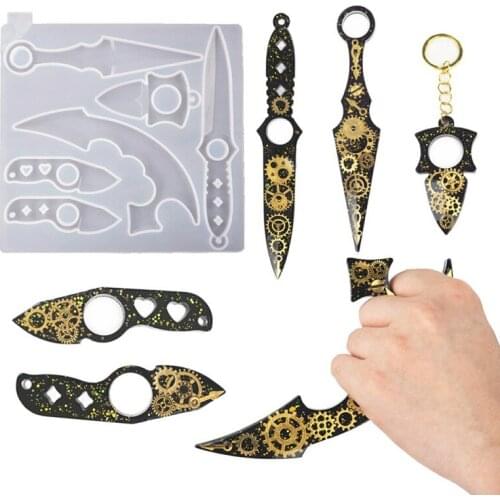 Knife Shape Key Ring Silica Gel Mold Jewelry Mold UV Epoxy Resin Mold Key Chain Pendant Craft Crystal Epoxy Jewelry Mold JU0077