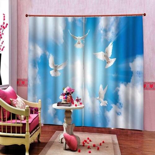 Customized size 3D Blackout Curtains Seagull Flying in Blue Window Scenery Children Bedroom Drapes