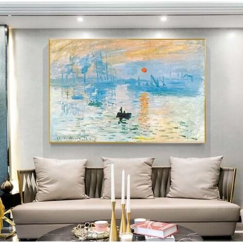 Impression Sunrise Canvas Art Paintings Reproductions On The Wall Claude Monet Impressionist Canvas Art Prints For Living Room
