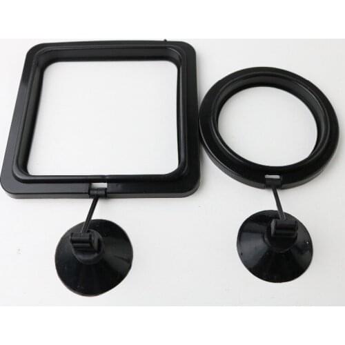 Fish Feeding Square ROUND Aquarium Fish Tank Ring Feeder Station Floating Food Water Plant Buoyancy Circle Accessory Sucker Cup