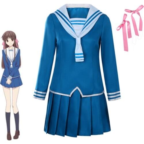 Anime Fruits Basket Honda Tooru Cosplay Costume Blue Color Sailor JK Suit Set Fancy Ball Outfits