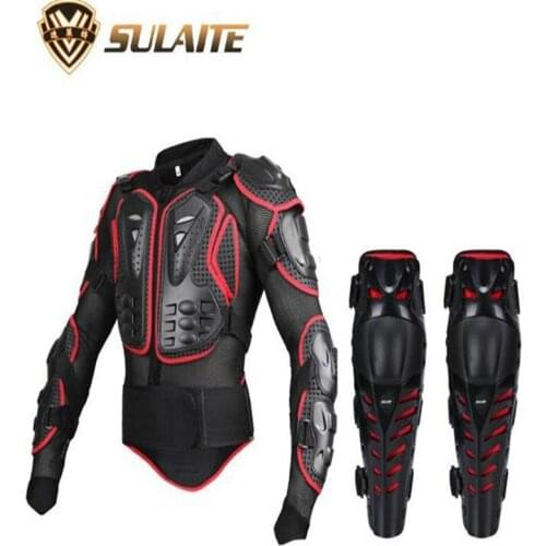SULAITE Motorcycle Jacket Body Armor Protective Gears Motocross Off-Road Body Protection Jacket + Motorcycle Knee Protector