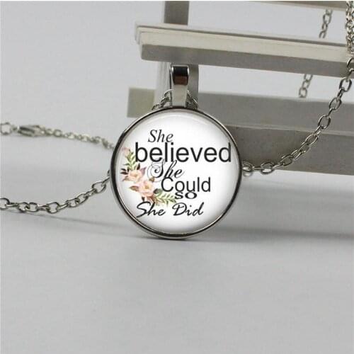 2018 new She believed that she could so she made the birthday appointment graduation inspired Glass Chain