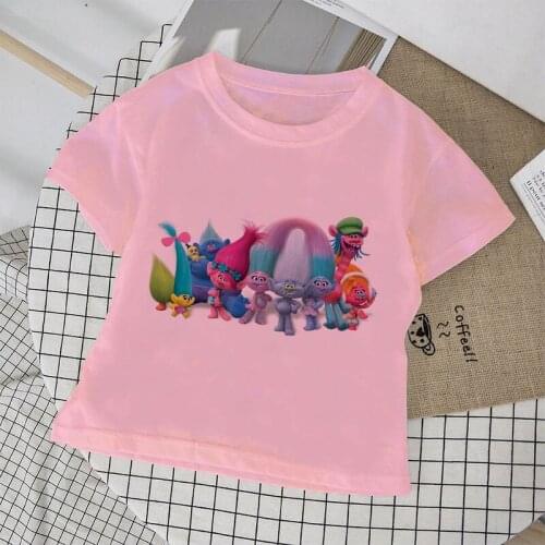Cartoon Pattern Novelty Children T Shirt Kids Cute Clothes Trolls Poppy Magic Baby Boys/Girls Summer Short Sleeve T-shirt O-neck