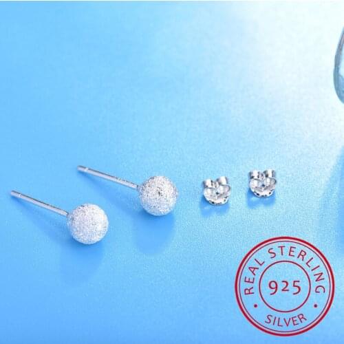 New Ball Shaped 100% Real 925-Sterling-Silver Stud Earrings Fine Jewelry For Women Girl Gift LMEY233 LMEY234 LM235