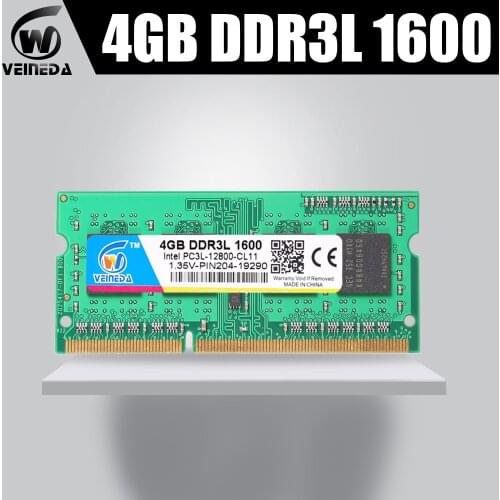 VEINEDA ddr3l sodimm 4GB 8GB 1333MHz or 1600MHz 1.35V 204pin PC3L laptop ram memory NON-ECC