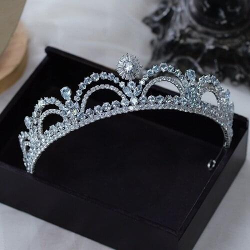 Princess European CZ Crystal Brides Tiaras Crowns Headpieces Bridal Hairbands Wedding Hair Accessory