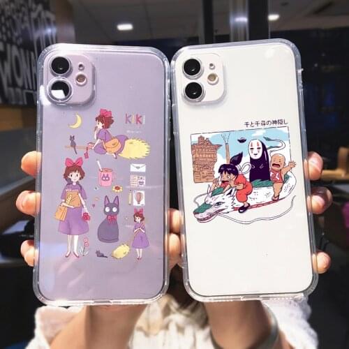 Anime Totoro Transparent Phone Case for IPhone 11 Pro 12 X XS MAX XR SE20 7 8Plus Japan Cartoon Ponyo Coque Soft TPU Cover Coque