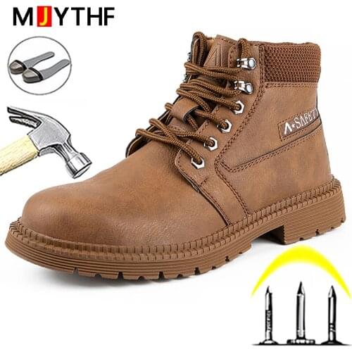 High Quality Work & Safety Boots Steel Toe Indestructible Shoes Work Boots Men Mens Leather Shoes Puncture-Proof Safety Shoes