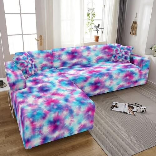Colorful Tie-dye Circle Sofa Slipcover Abstract Wave Elastic Sofa Covers For Living Room Sectional Corner Sofa Cover Home Decor