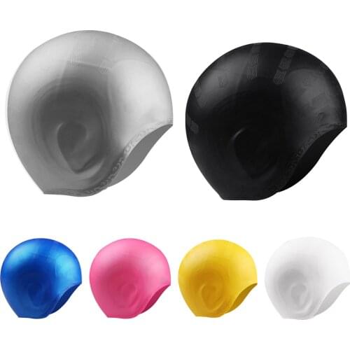 Silicone Swim Cap Long Hair 3D Ear Protection Ergonomic Design for Teenager-Adult FK88