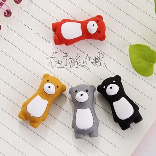 Stand Bear Shape Cute Erasers TPR Pencil Erasers Drawing Rub Stationery Wiping off Words Students Cartoon Animal Rewards