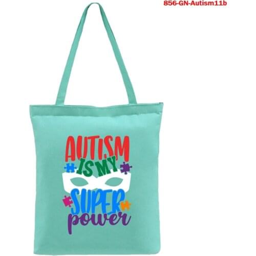 Shoulder Bag Autism Seeing The World Differently Tote Bag Shopping Fashion Canvas Bags Pacakge Handbag Beach Bag Shopper Bookbag