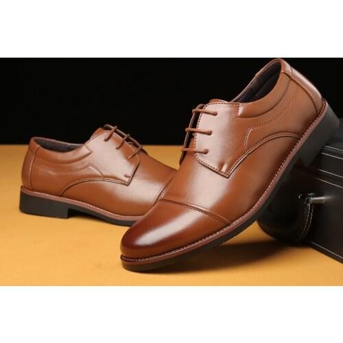 Men Dress Shoes Formal Business Work Soft Patent Leather Pointed Toe for Man Male Mens Oxford Flats Fad New 988