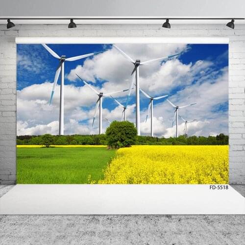 Wind Power Generation Flowers Photography Background Vinyl Cloth Backdrop for Baby Children Portrait Scenic Photocall Fond Photo