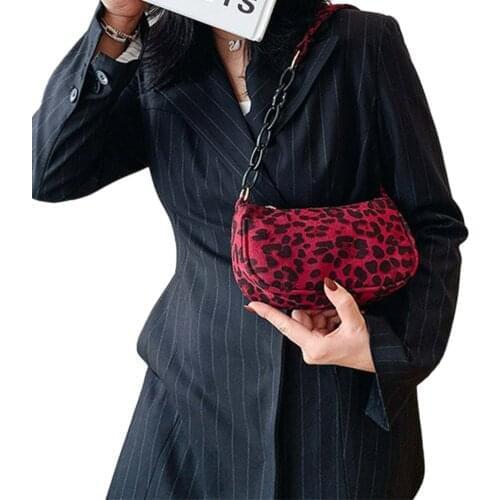 Vintage Leopard Grain Chain Designer Baguette Bag Cotton Shoulder Bags For Women Sac A Main Femme Womens Cheap Free Shipping