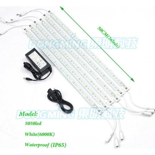Waterproof 5050 50cm 0.5m DC12V 36 led hard luces strip bar light cabinet fish tank aquarium aluminum Shell + 12V 5A led adapter
