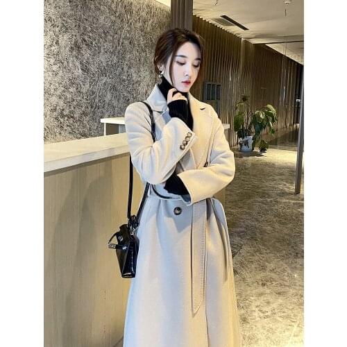 High end double-sided cashmere coat womens 2021 spring and autumn new fashion temperament loose and thin classic wool coat
