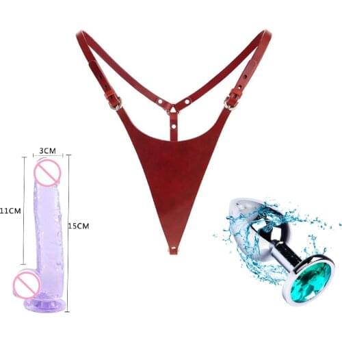 Adult Erotic Panties Leather Body Harness Set Sex Toys for Woman Couples Games Anal Plug Pants Lesbian Masturbator Jelly Dildos