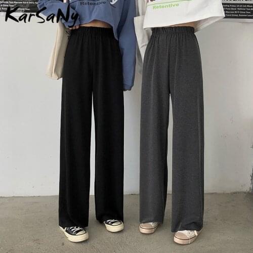 Loose White Trousers Women Capris Pants Summer Thin Drape Ribbed Wide Leg Pants For Women Office Black High Waisted Trousers